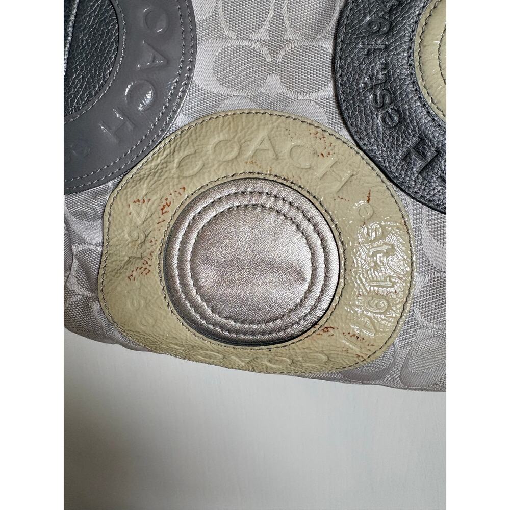 Y2k Coach Madison Mia Circle Patchwork Tote Shoulder Bag Silver Gray Vintage - Picture 9 of 9